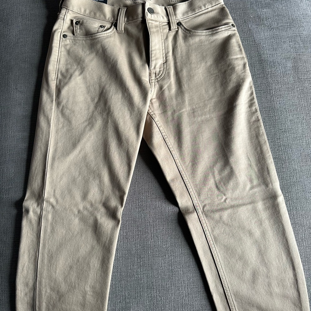 Tan Straight-Leg Jeans